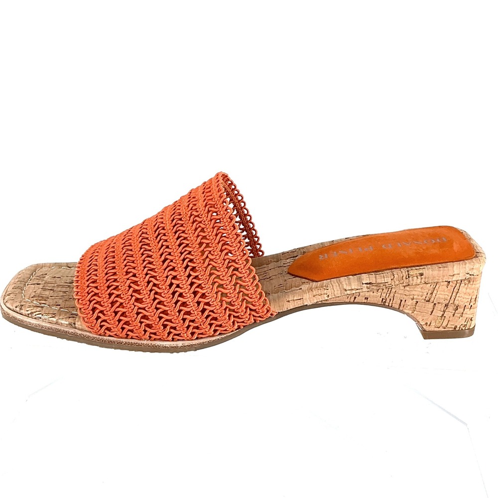 Donald Pliner Size 8.5 Orange Woven Cork Slide Sandals Heels NEW CLODIE $158 - Picture 4 of 16